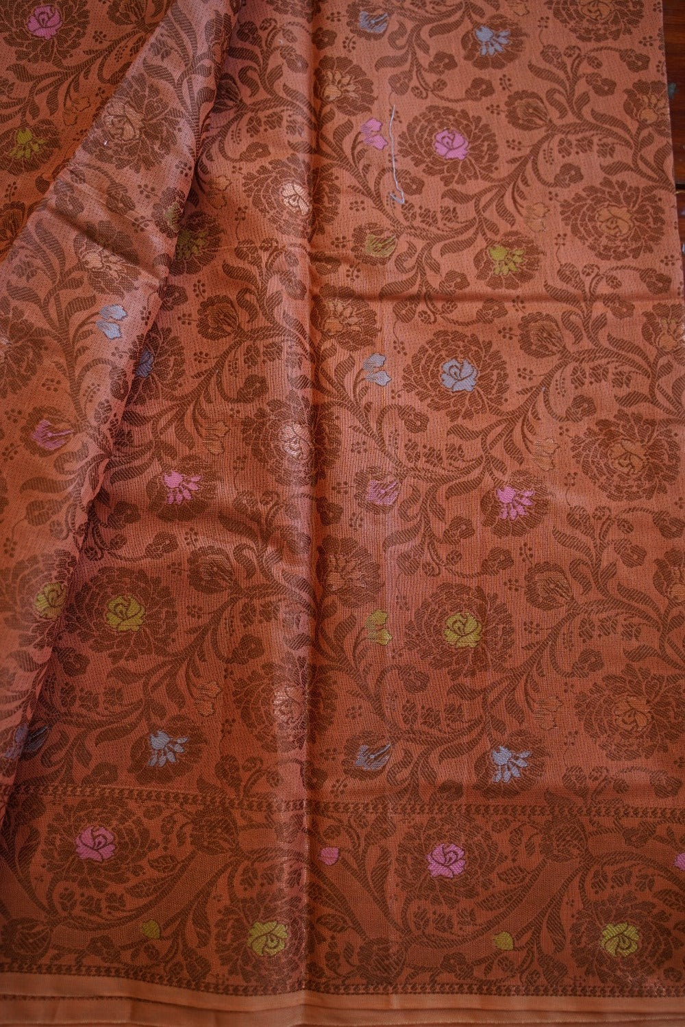 Orange Banarasi cotton Saree  PC11648