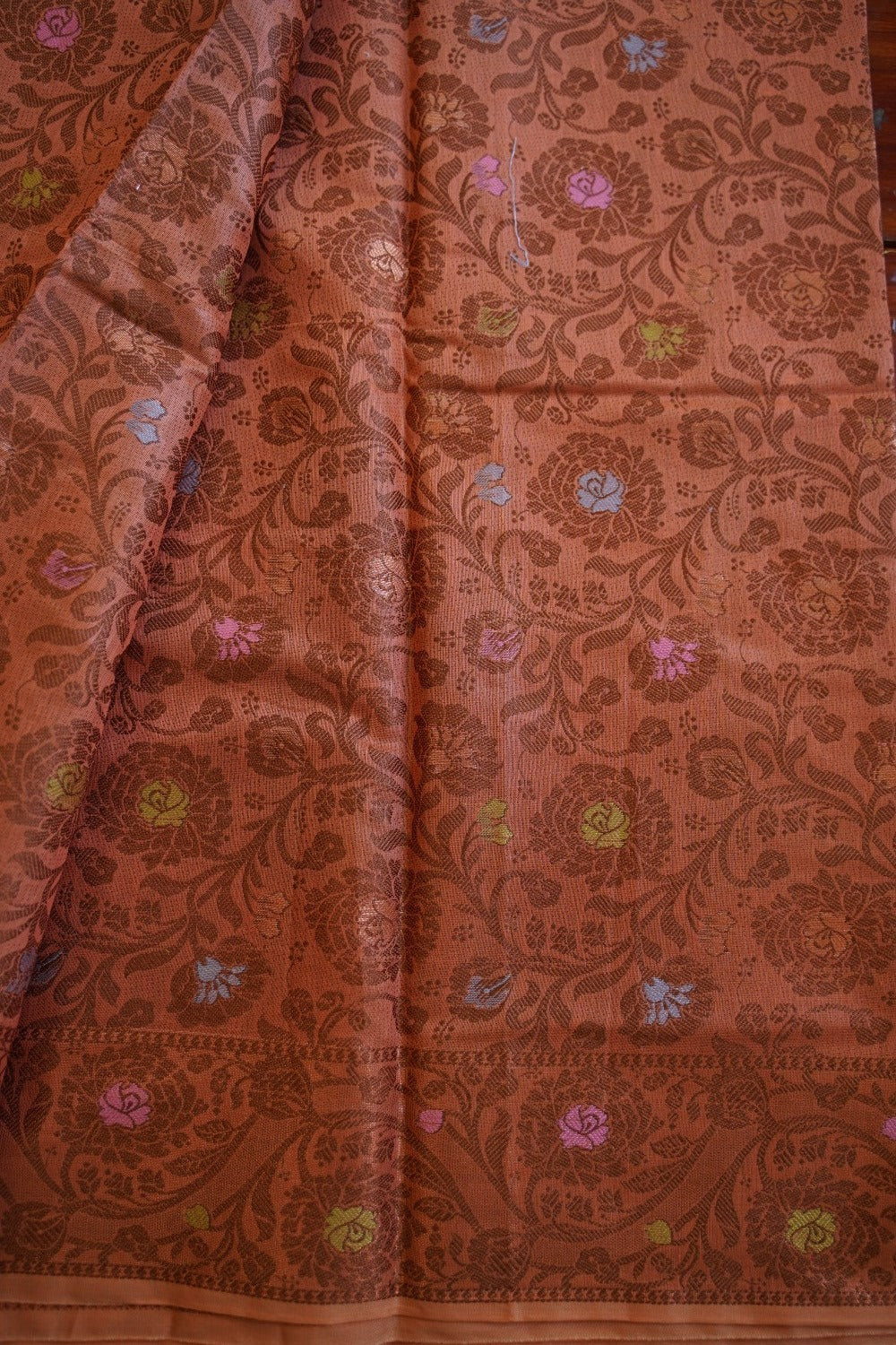 Orange Banarasi cotton Saree PC11648