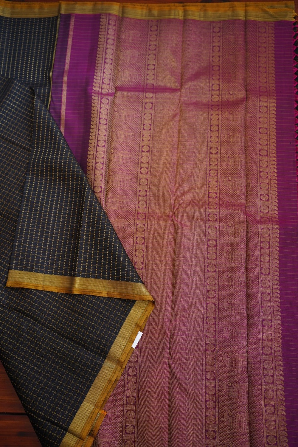Black Pure Kanchi Silk Saree PC10184
