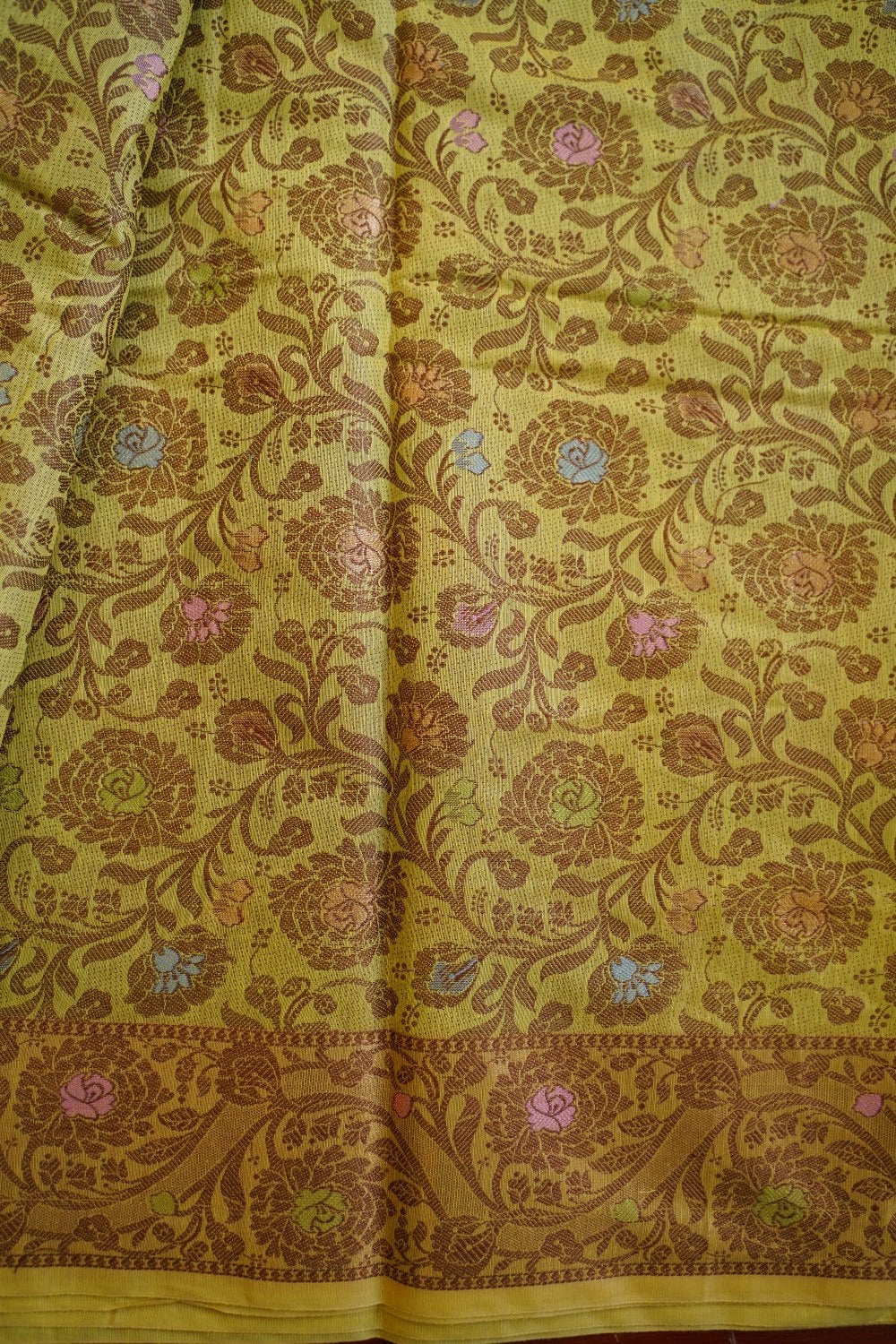 Lemom Yellow Banarasi cotton Saree PC11646