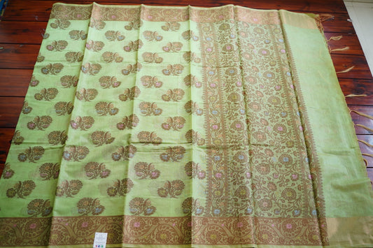 Green Banarasi cotton Saree PC11649
