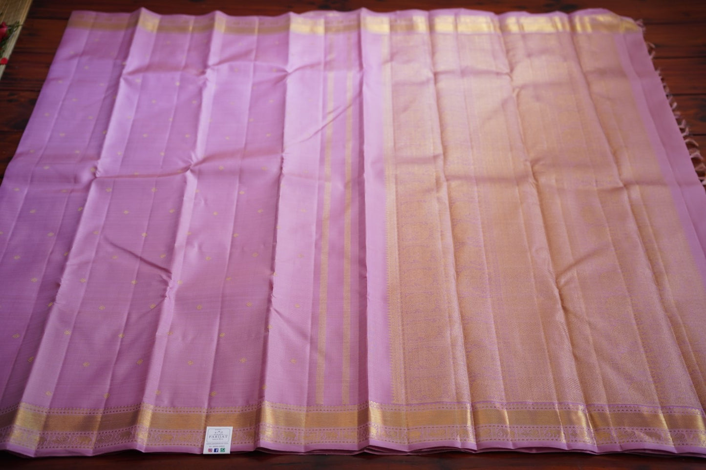 Pastel Pink  Vairaoosi Pure 4gm Gold Kanchi Silk Saree PC10206