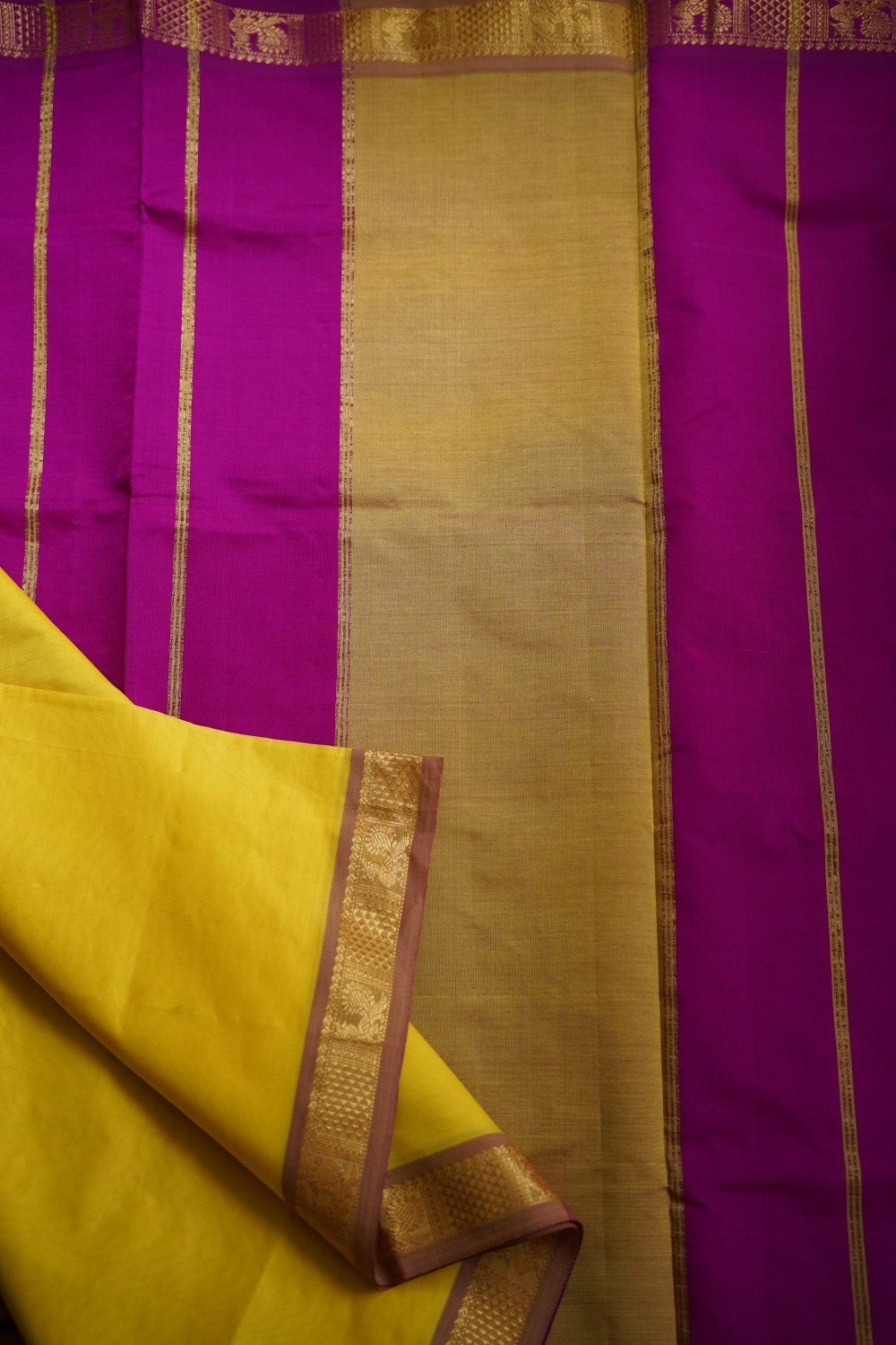 Lemon Yellow Kanchi Silk Cotton Saree PC11114