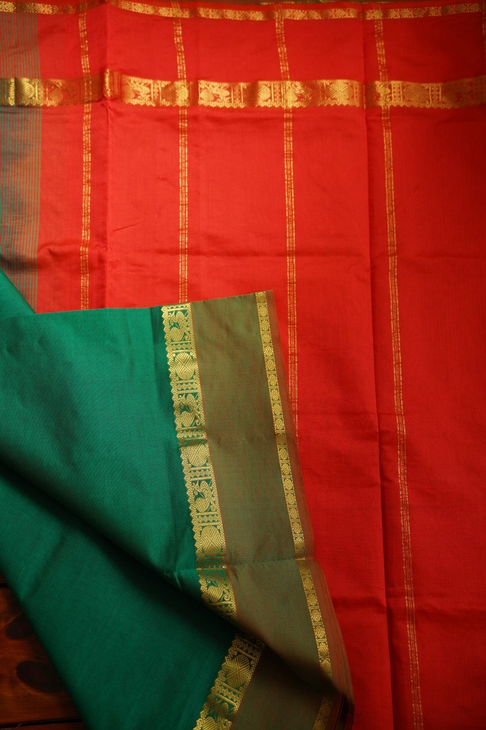 Leaf Green Kanchi Semi Silk Cotton Saree PC11125