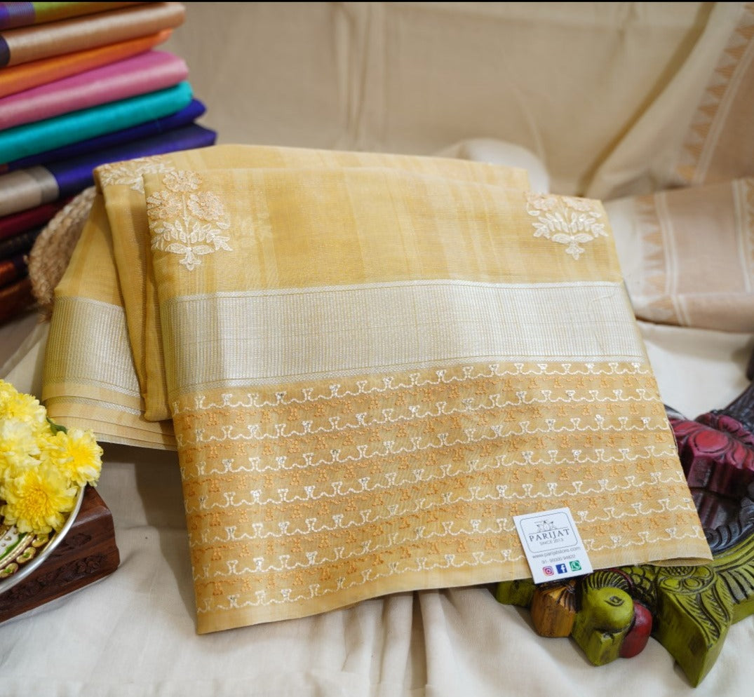 Light fenugreek banarasi silk Saree  PC11755