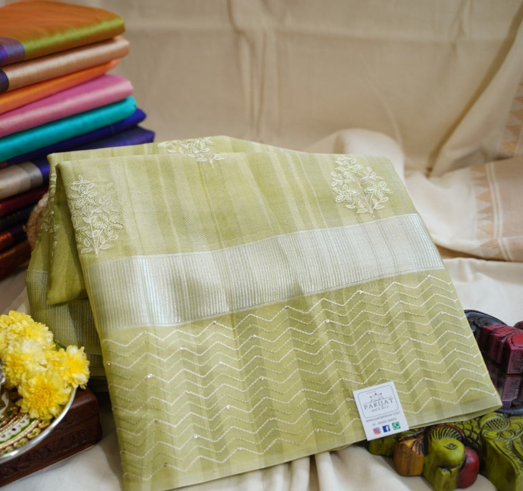 Light Green Gram banarasi silk Saree  PC11754