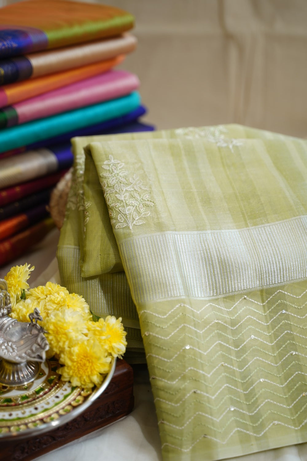 Light Green Gram banarasi silk Saree  PC11754