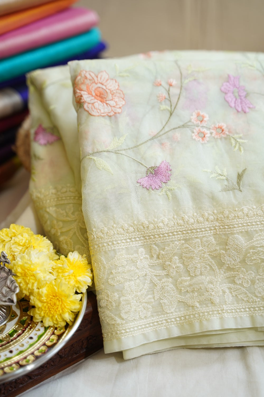 Light yellow banarasi silk Saree PC11756