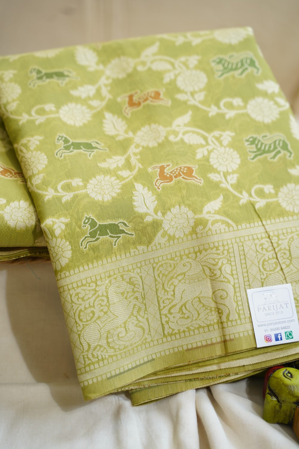 Elachi Green vanasingaram banarasi cotton Saree  PC11758