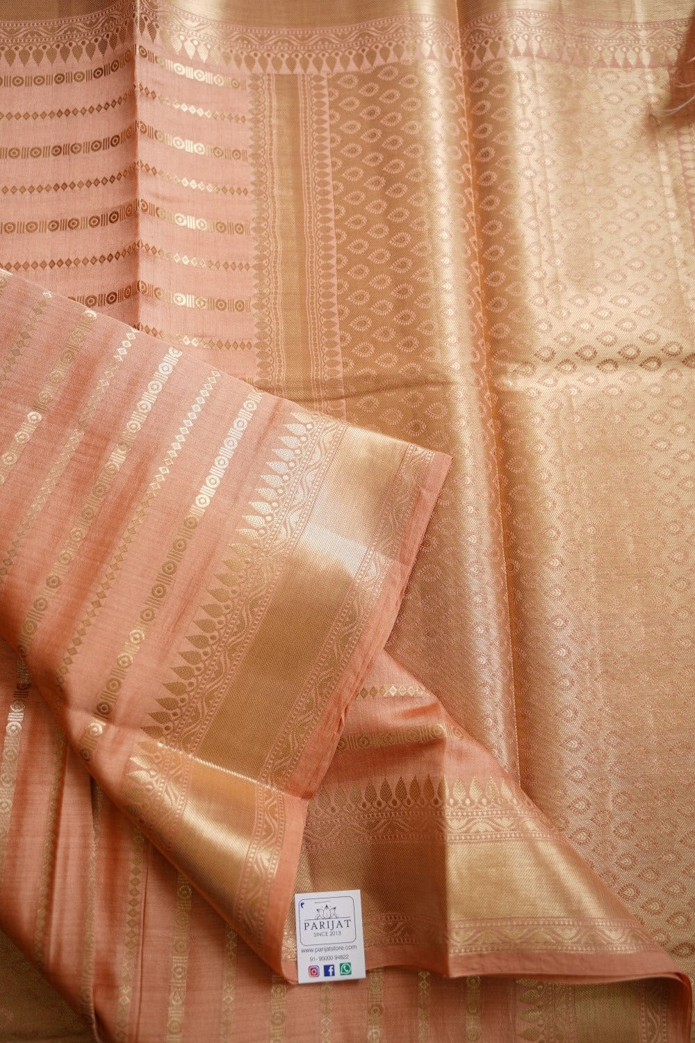 Biscuit brown Banarasi silk cotton Saree PC11763
