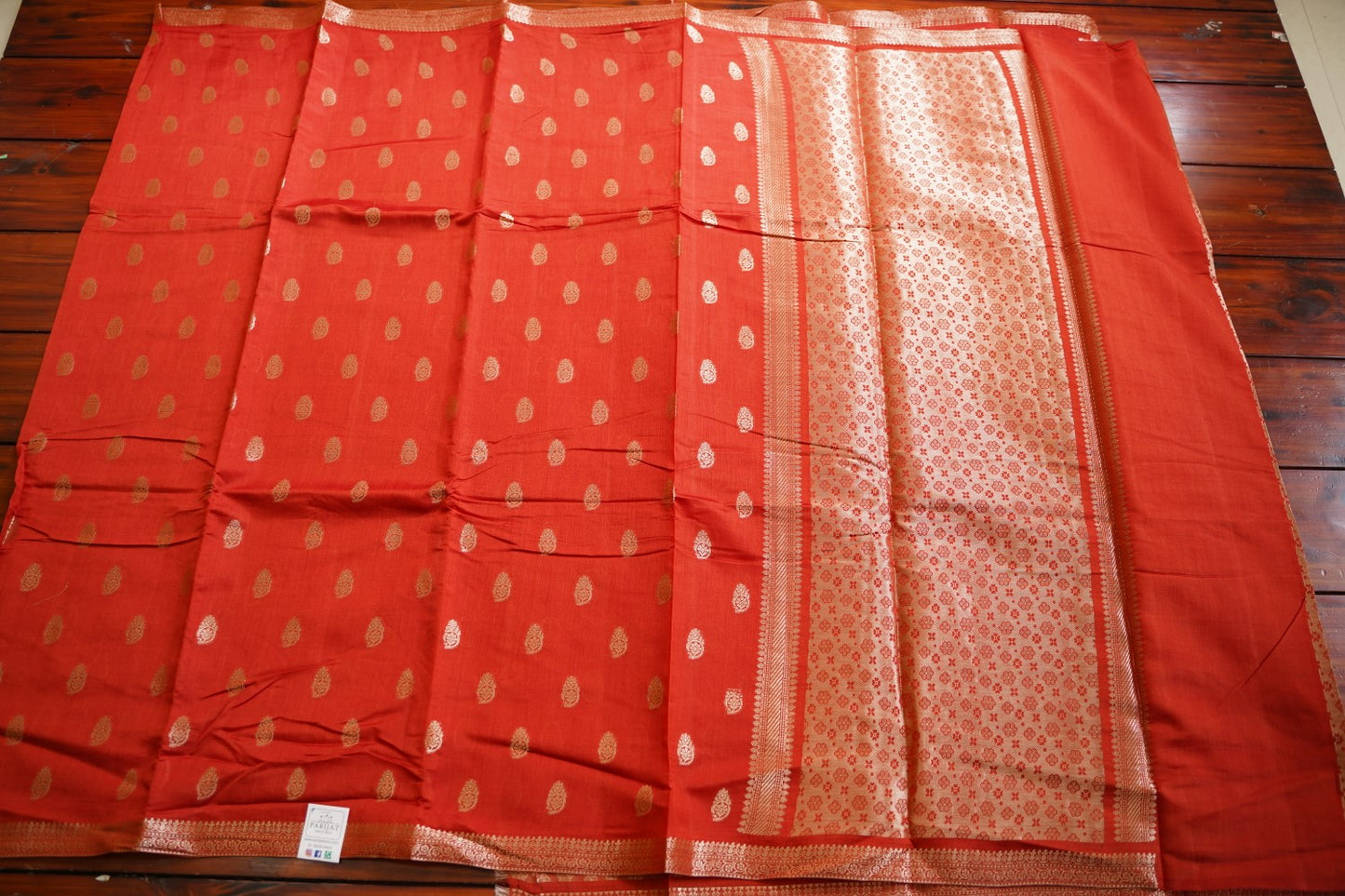 Bricks red Banarasi silk cotton Saree PC11762