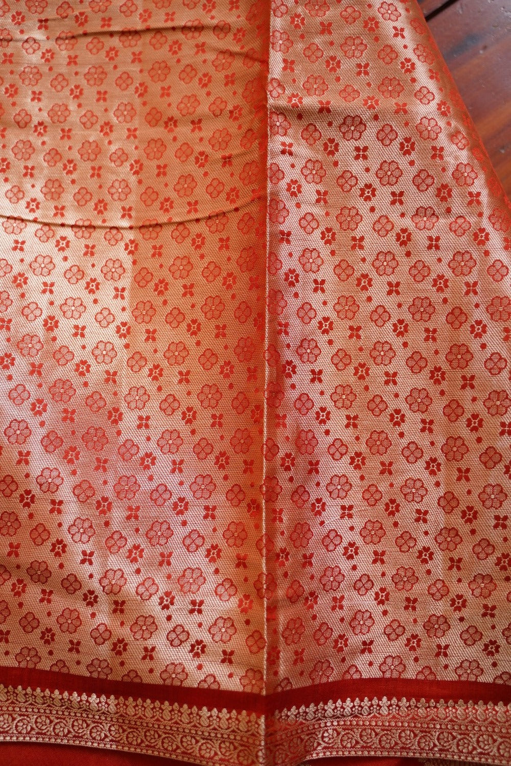 Bricks red Banarasi silk cotton Saree PC11762