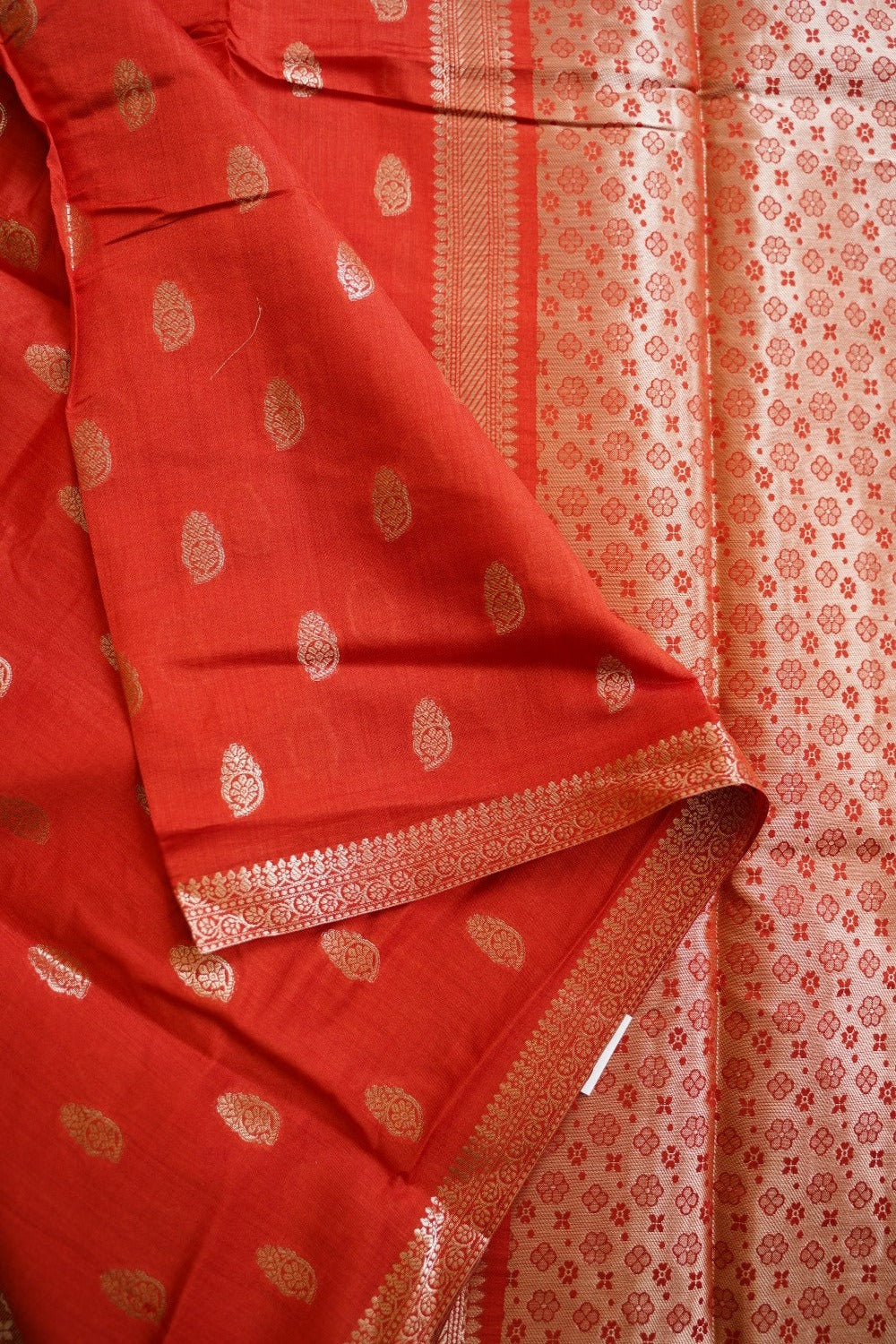 Bricks red Banarasi silk cotton Saree PC11762