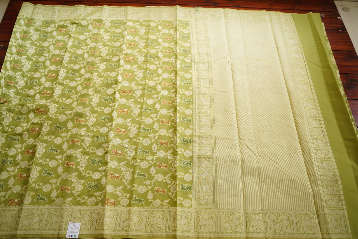 Elachi Green vanasingaram banarasi cotton Saree  PC11758