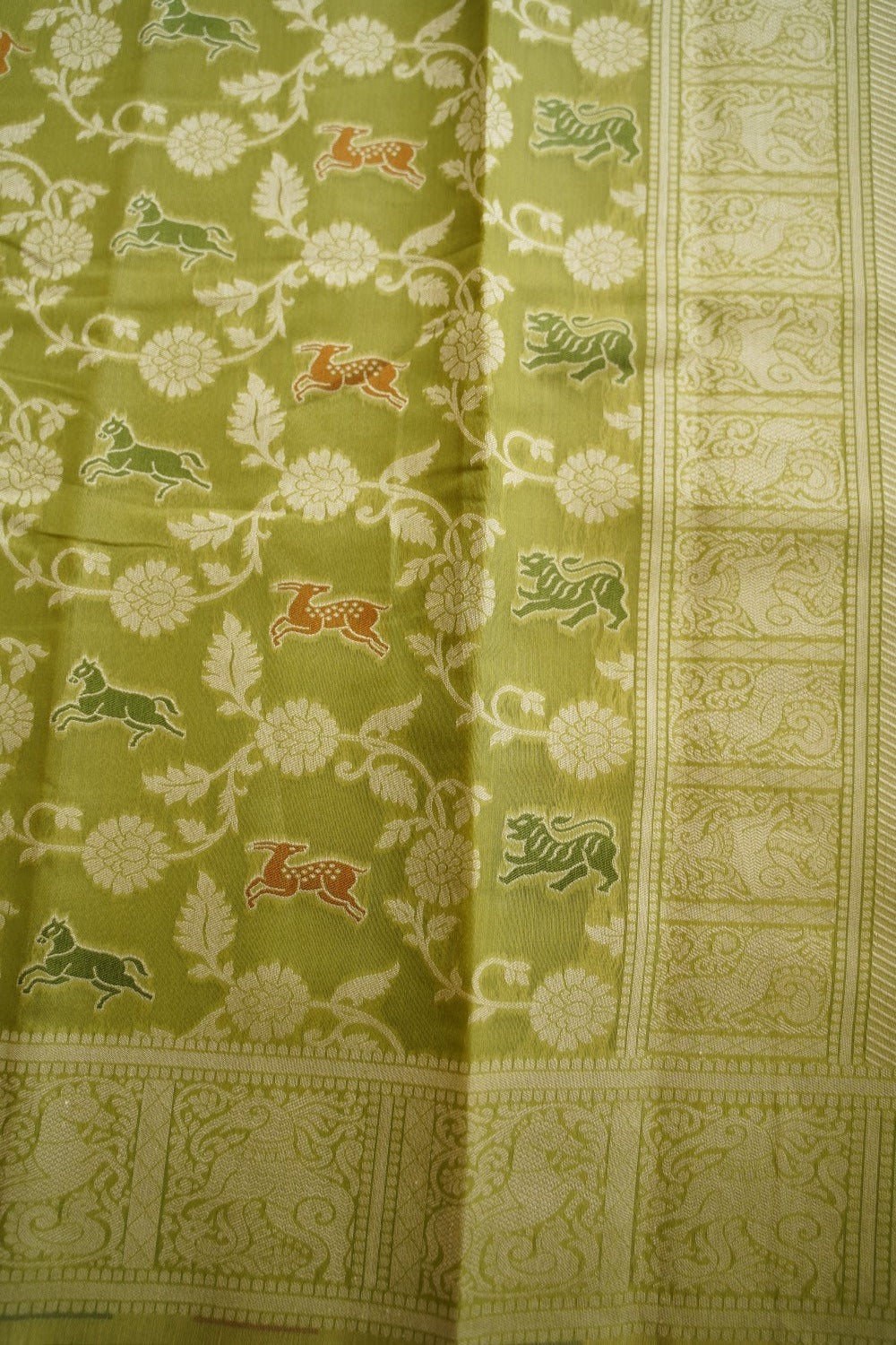 Elachi Green vanasingaram banarasi cotton Saree PC11758