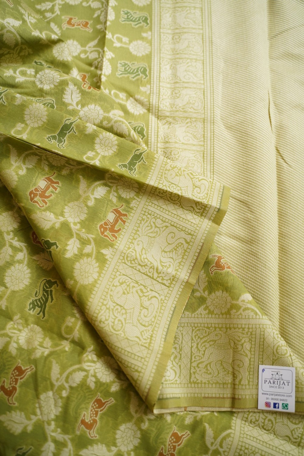 Elachi Green vanasingaram banarasi cotton Saree  PC11758