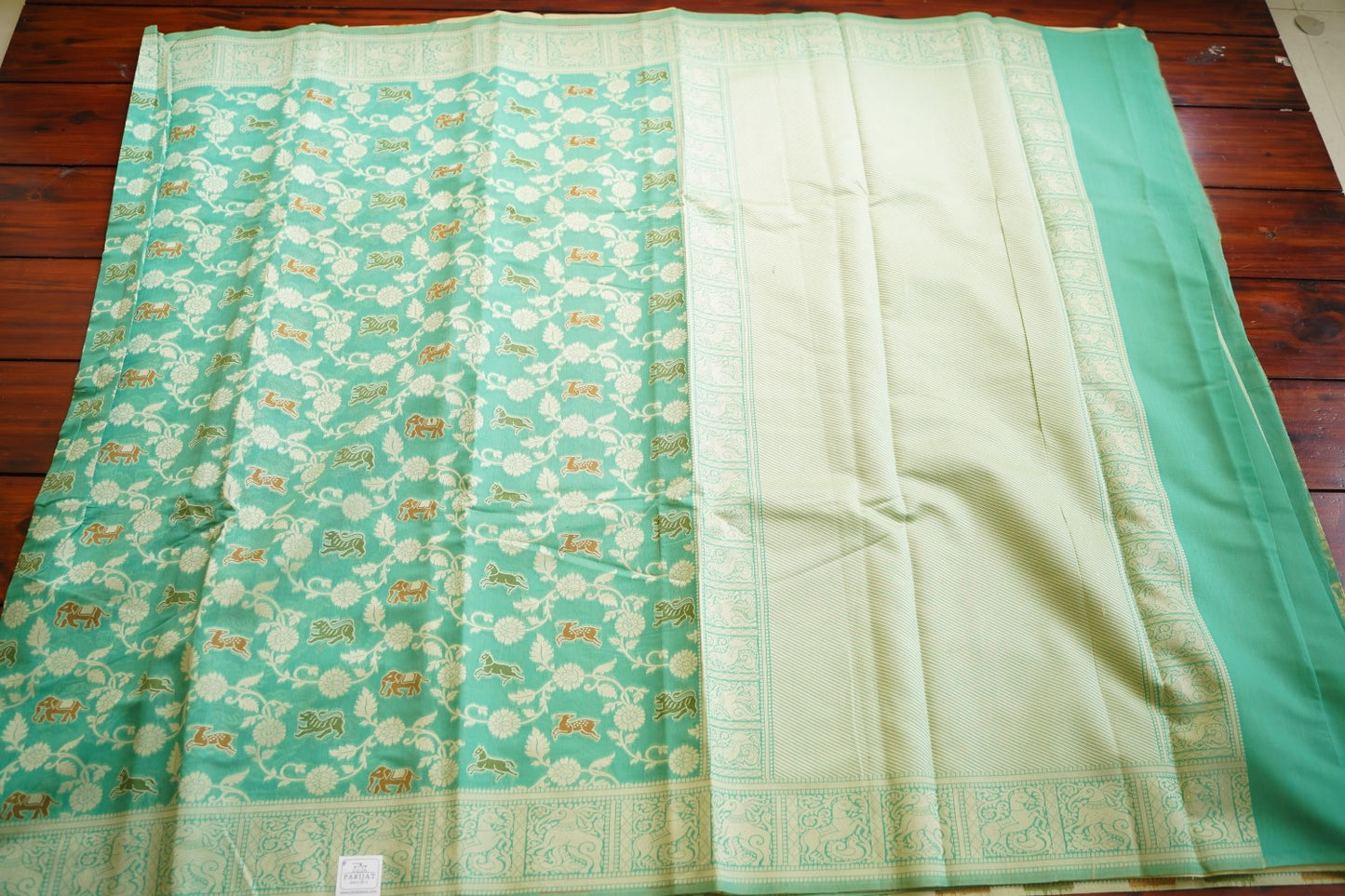 Green vanasingaram banarasi cotton Saree  PC11769