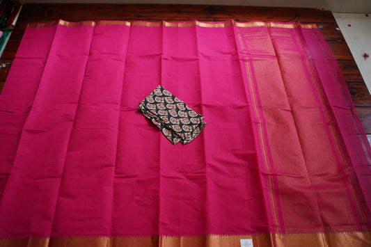 Candy Pink  Mangalgiri Handloom Cotton Saree PC11940