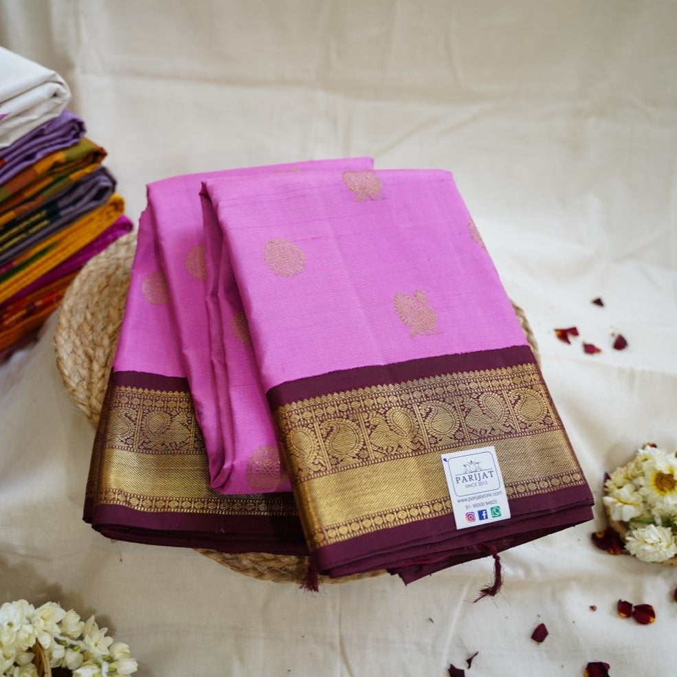Pink Vairaoosi Korvai Pure Kanchi Silk Saree PC10758