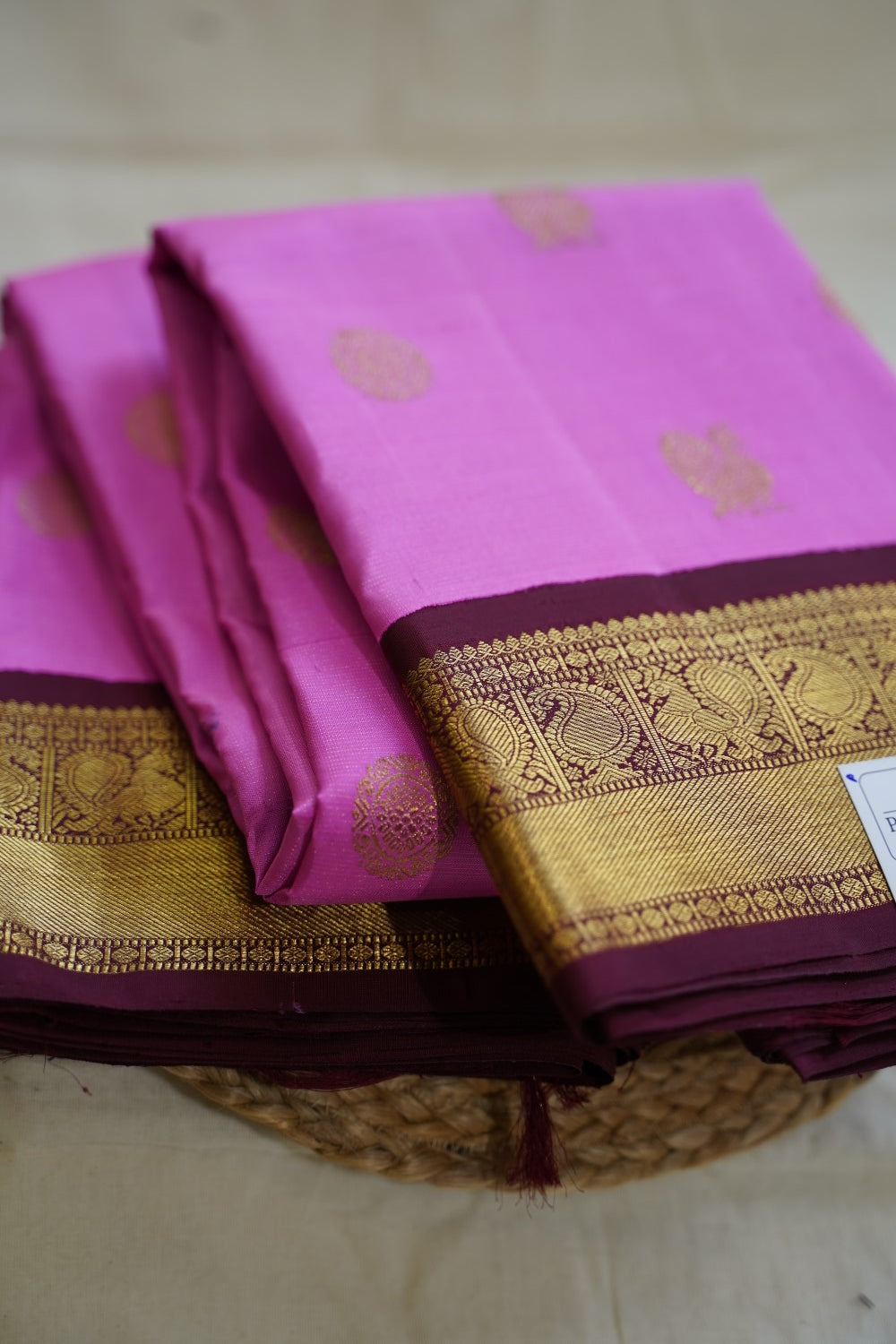 Pink Vairaoosi Korvai Pure Kanchi Silk Saree PC10758