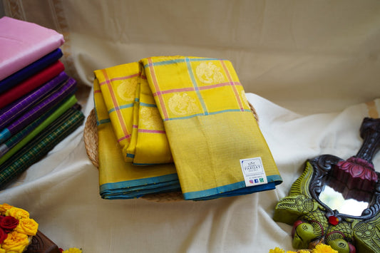 Lemon Yellow Uppada Silk Saree with Grand Zari Pallu & PC12800