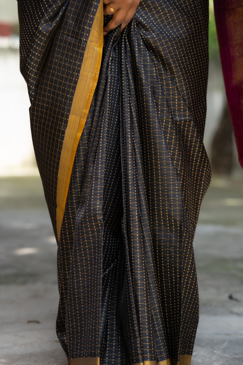 Black Pure Kanchi Silk Saree PC10184