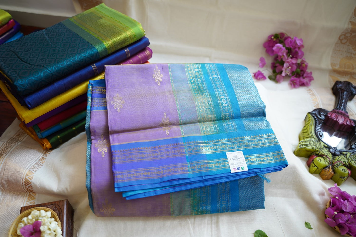 Chettinad handloom Cotton Saree With Jari Border PC10210