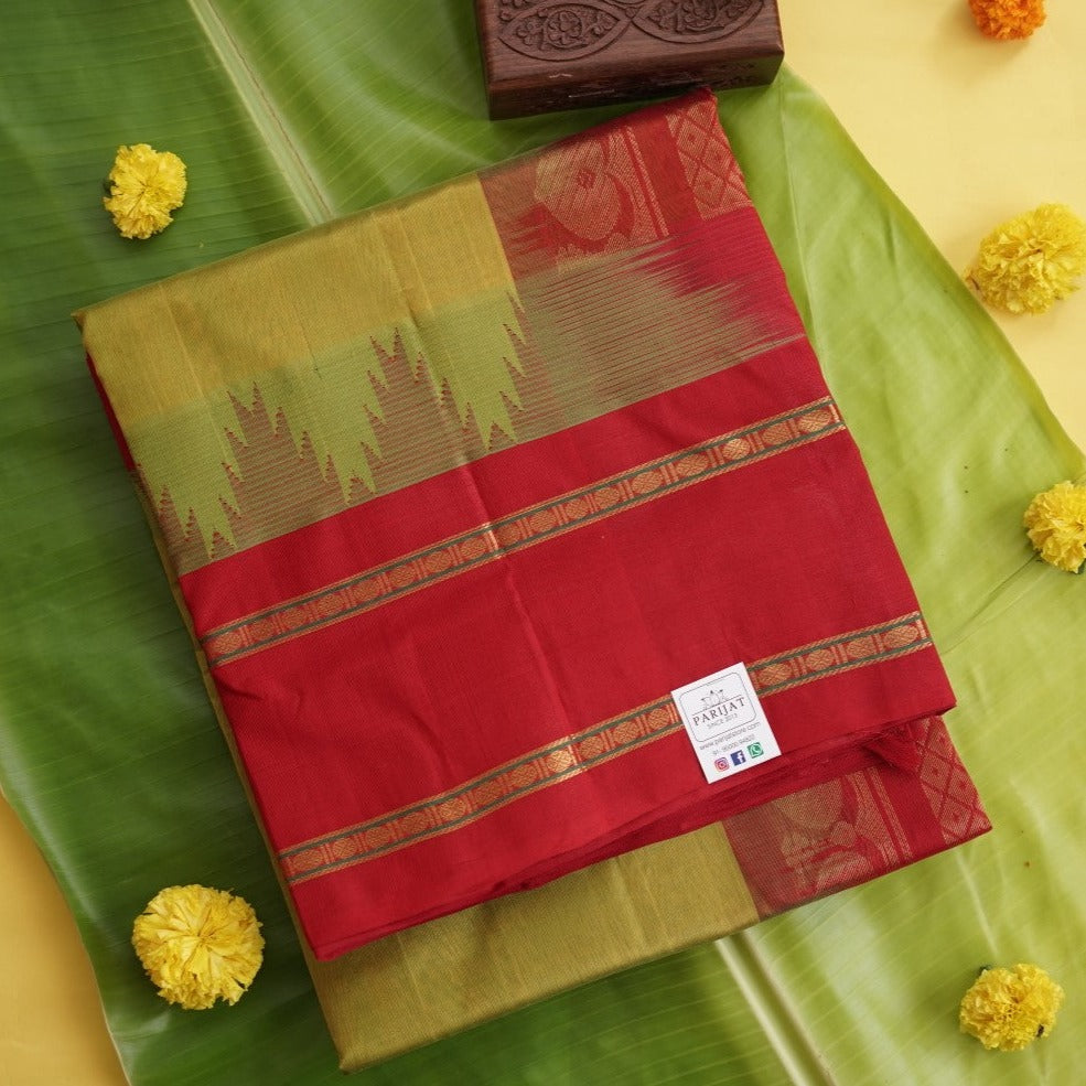 Kanchi Silk Cotton Saree With Zari Border PC10257