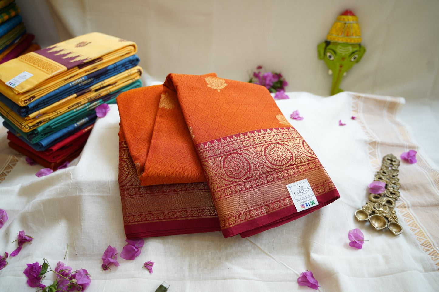 Chettinad handloom Cotton Saree with jari border PC8211