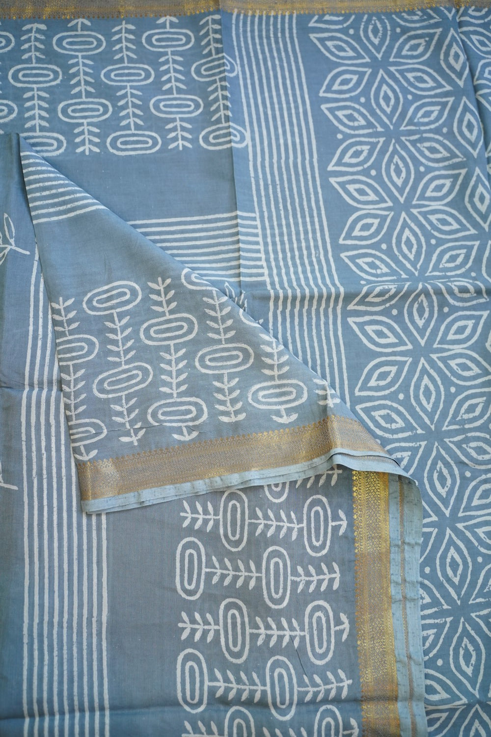 Block Printed Maheshwari Silk Saree PC12758