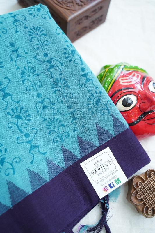 Block Printed Ponduru handloom Cotton Saree PC17532