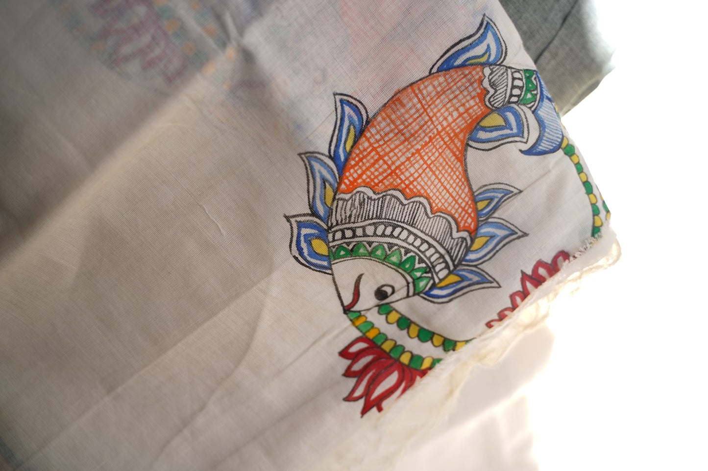 Madhubani Painted Ponduru Handloom Cotton Saree PC7235