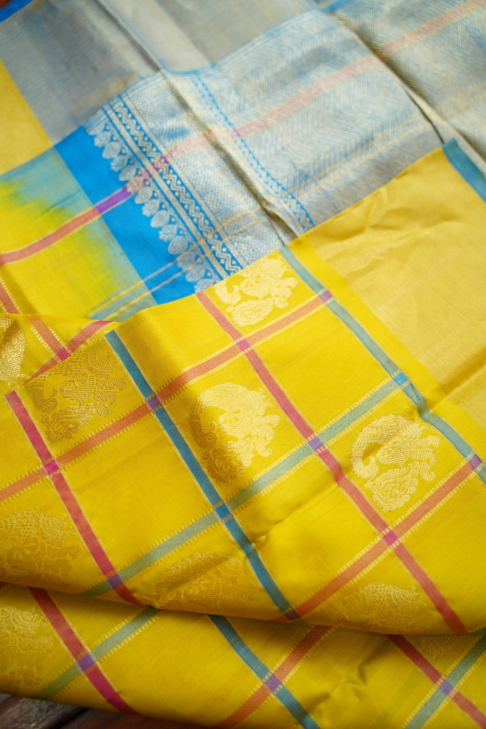 Lemon Yellow Uppada Silk Saree with Grand Zari Pallu & PC12800