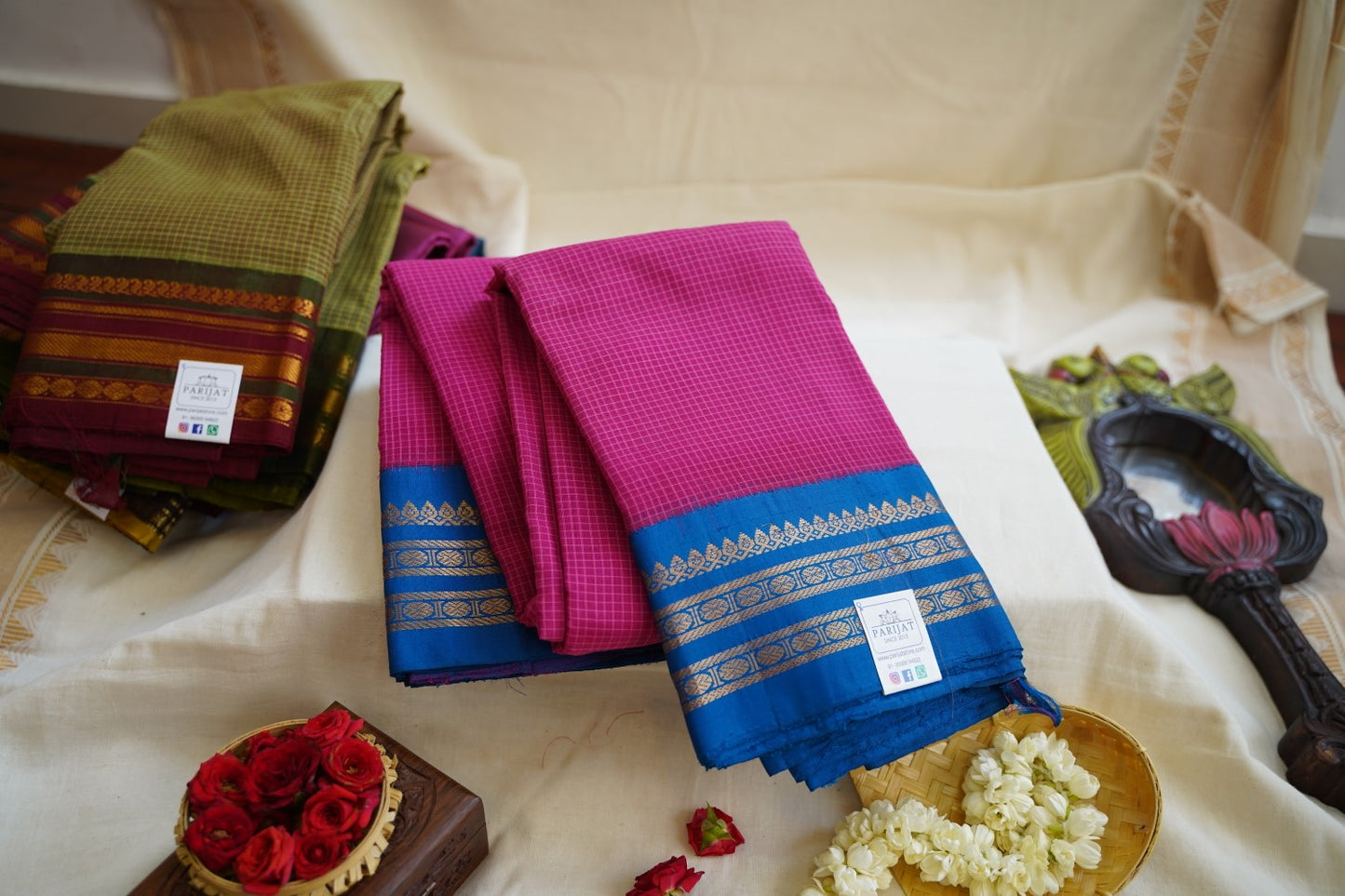 Gadwal handloom Cotton Saree Jari Silk border PC8861