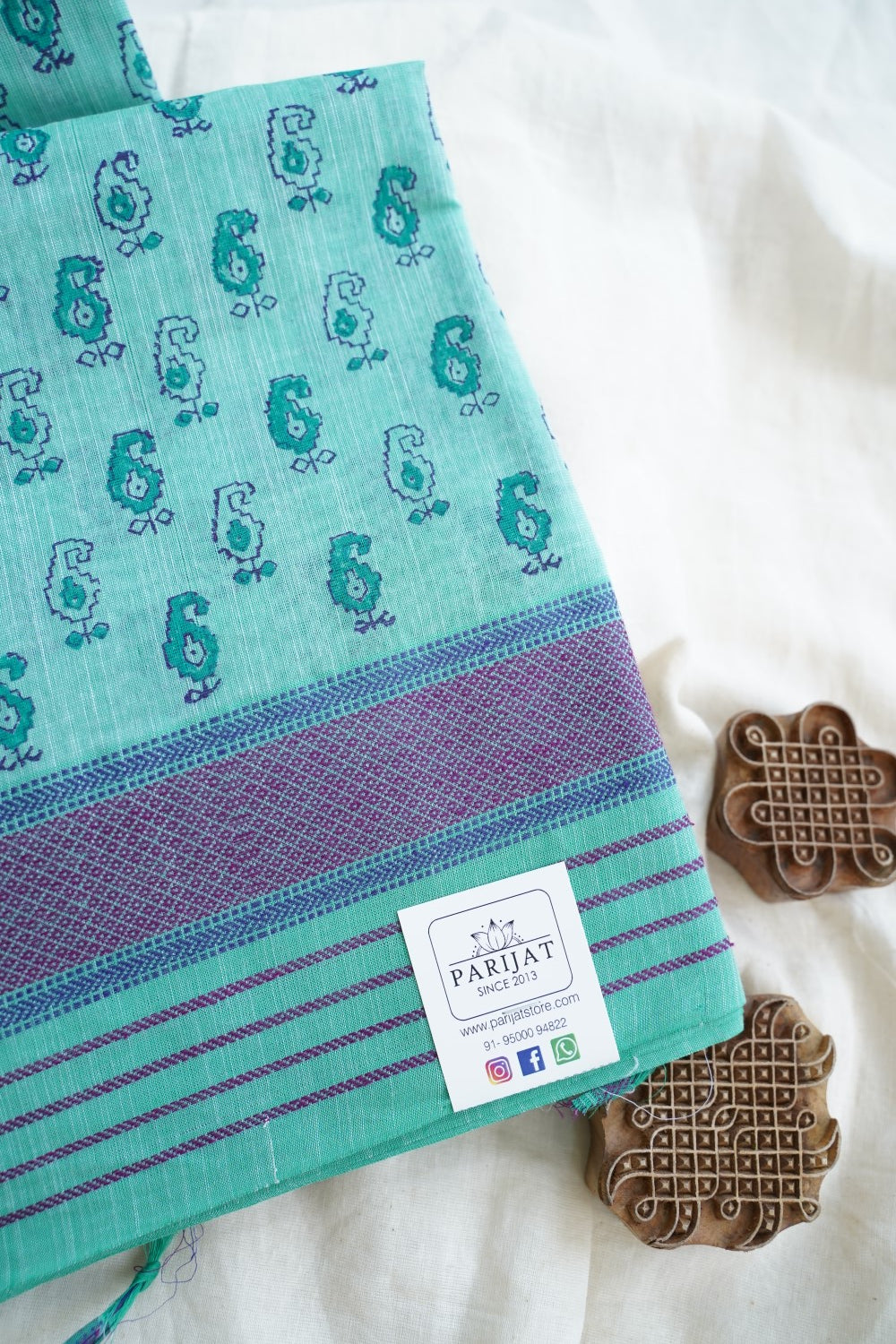 Block Printed Chettinad Cotton Saree PC15432