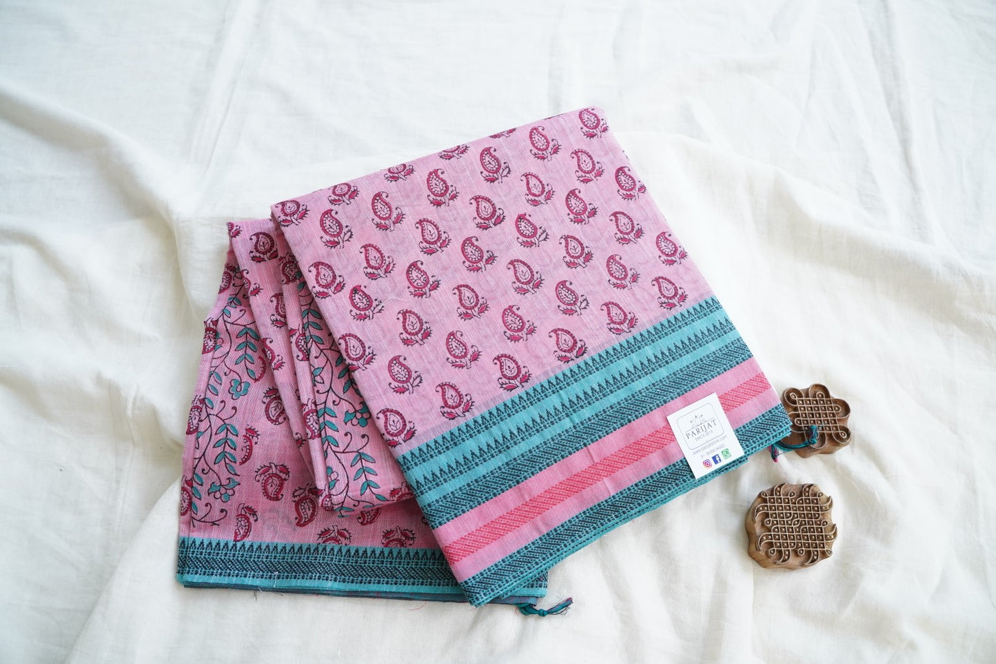Block Printed Chettinad Cotton Saree PC15429