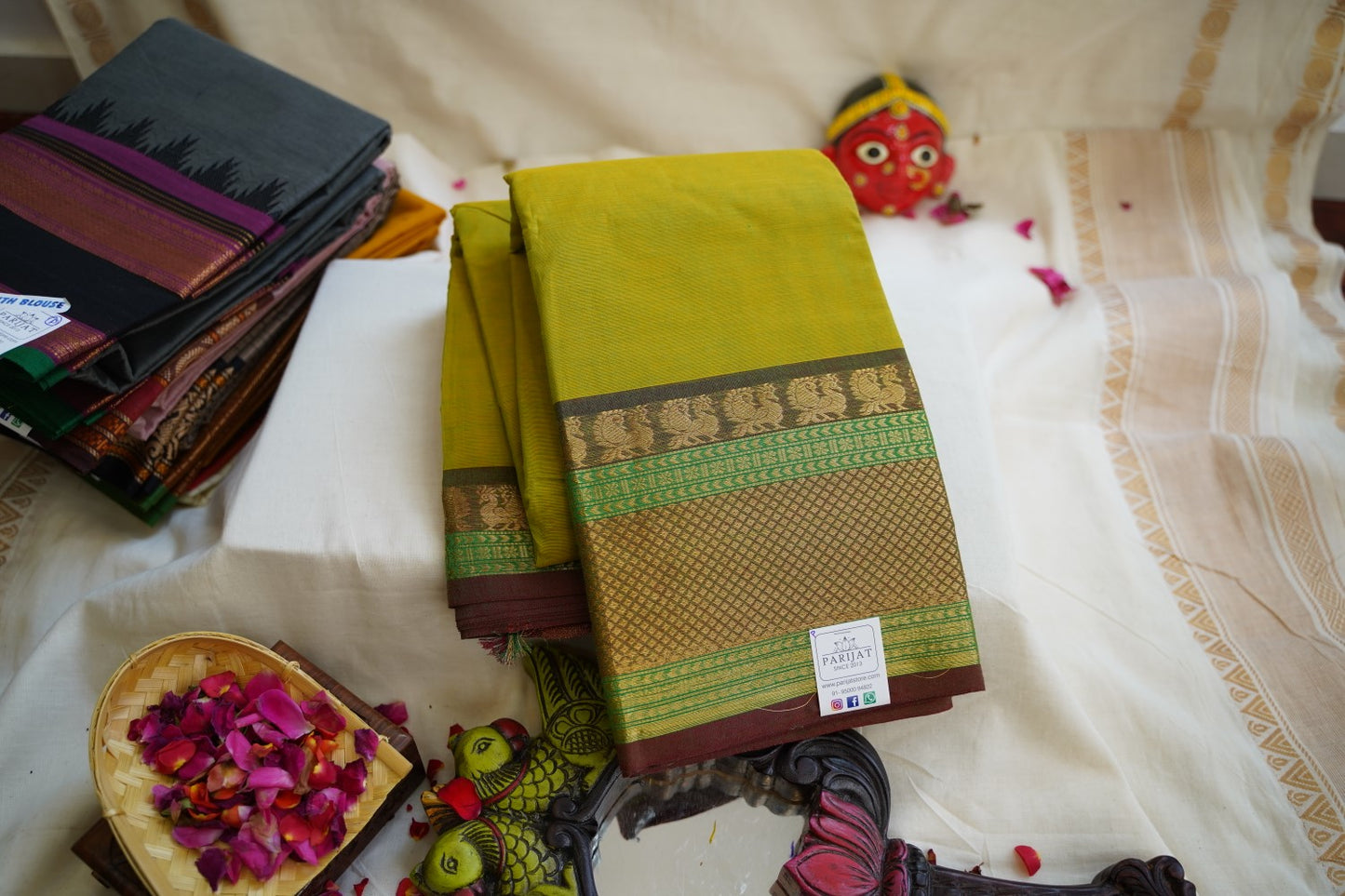 Chettinad handloom Cotton Saree With Jari Border PC10287