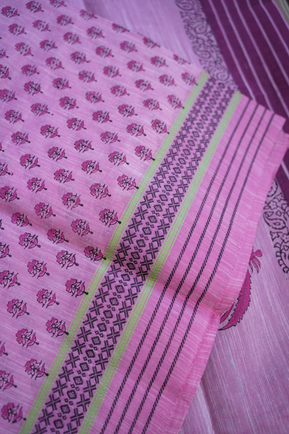 Block Printed Chettinad Cotton Saree PC15436