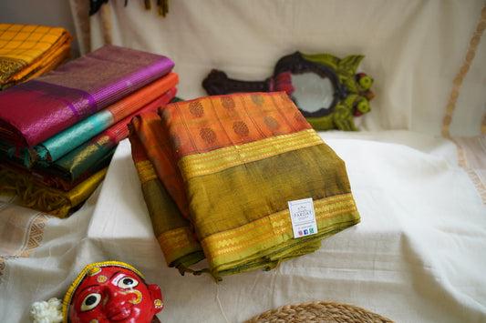 Kanchi Silk Cotton Saree With Zari Border PC9602