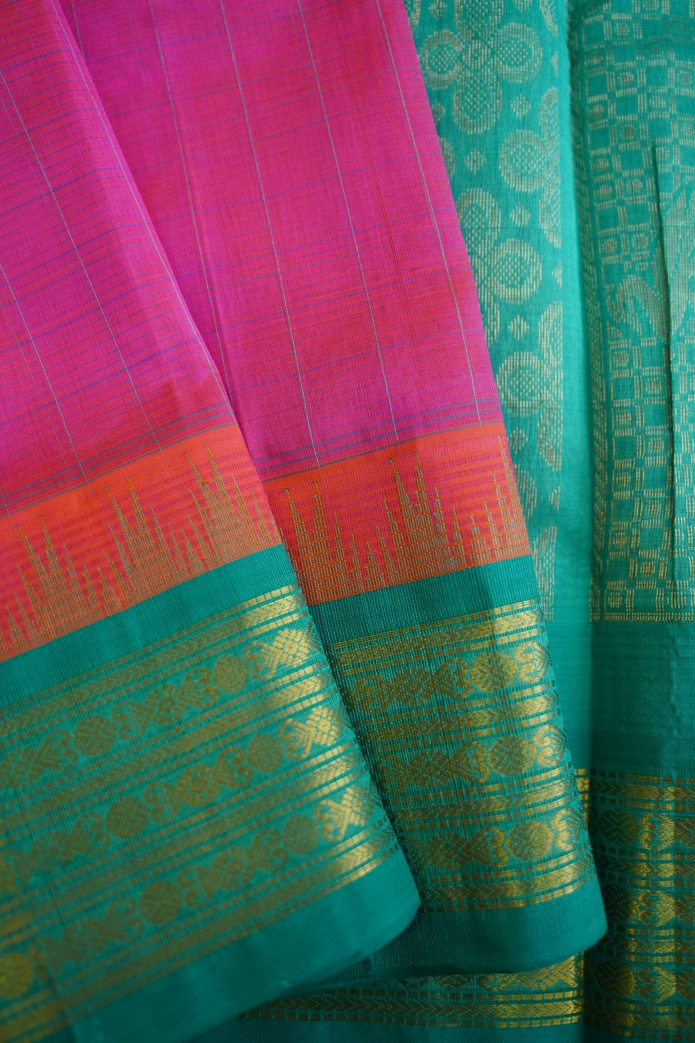 Beige Lakshadeepam Kanchi Silk Cotton Saree With Zari Border PC10561