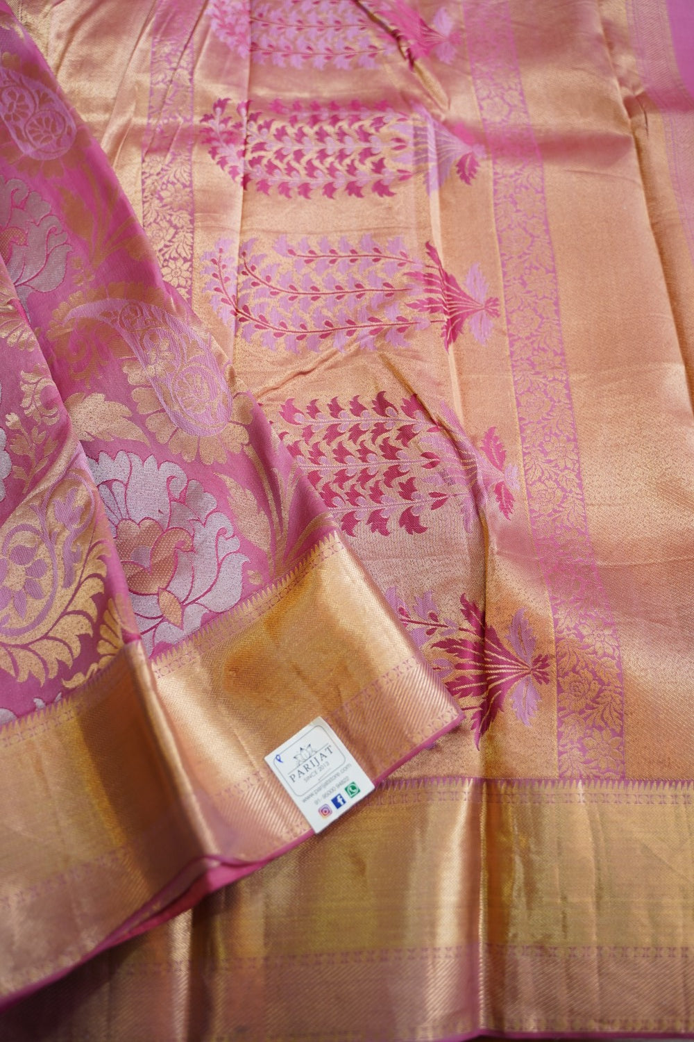 Kanchi Silk Cotton Saree With Zari Border PC10597