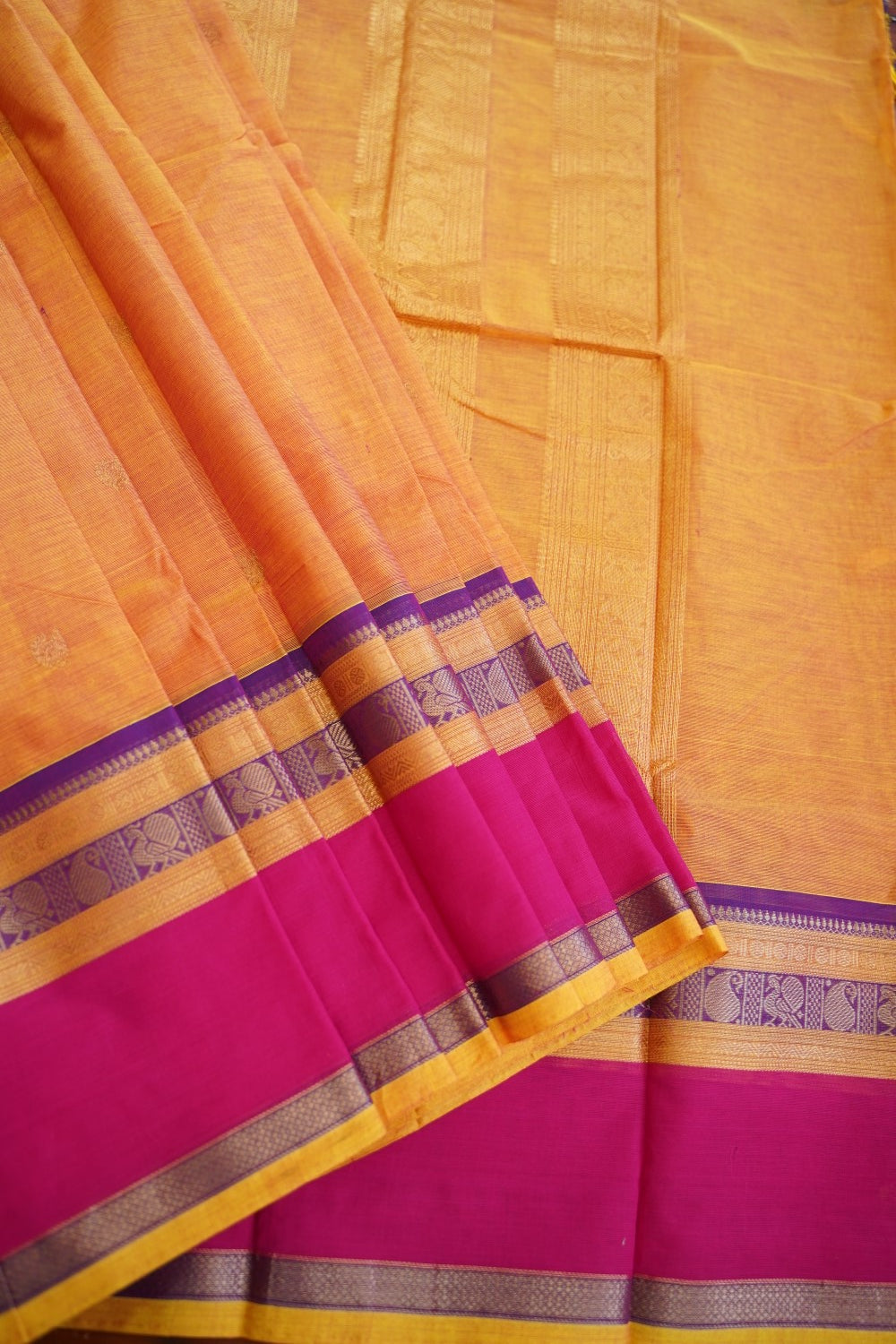 Chettinad handloom Cotton Saree with jari border PC7264