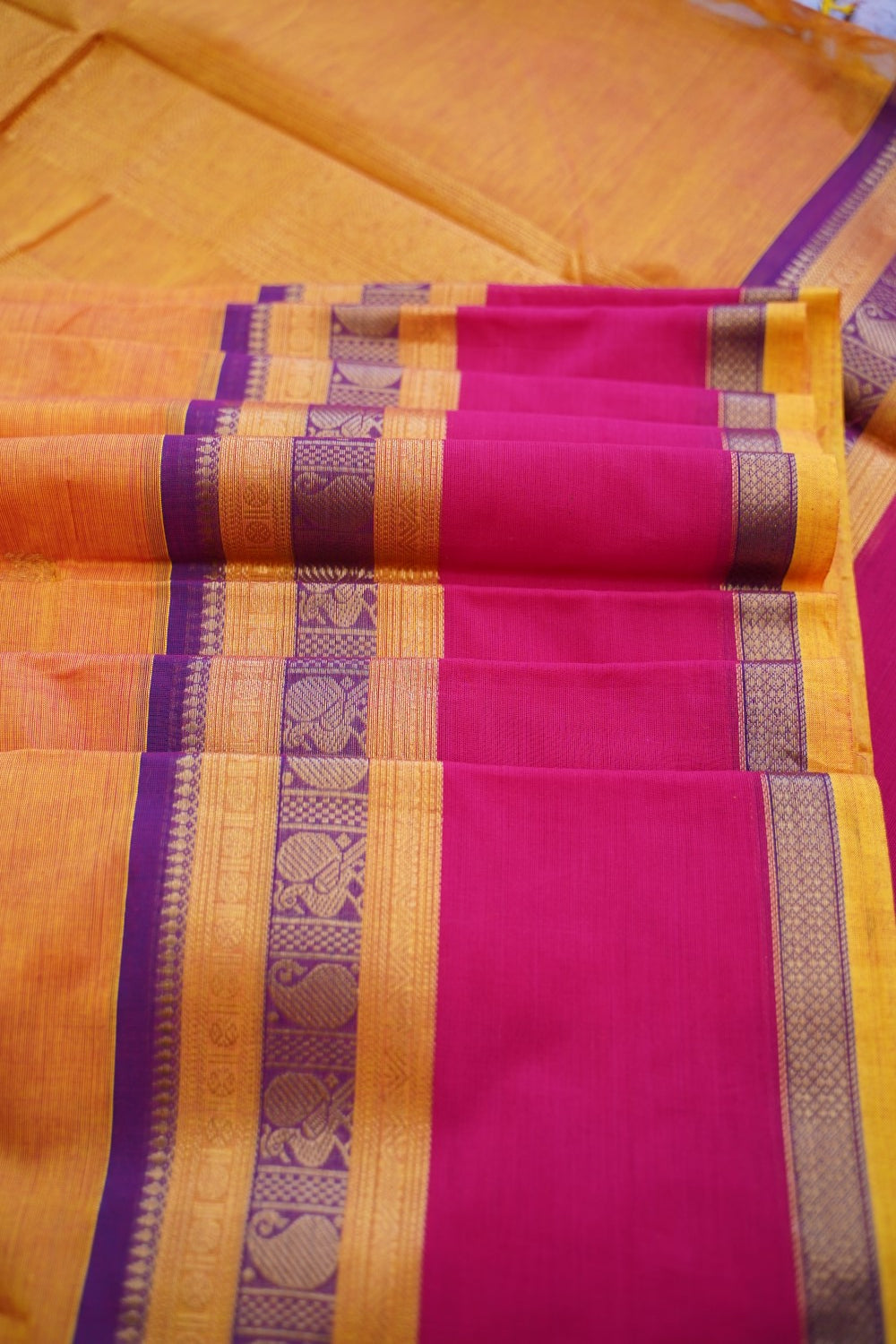 Chettinad handloom Cotton Saree with jari border PC7264