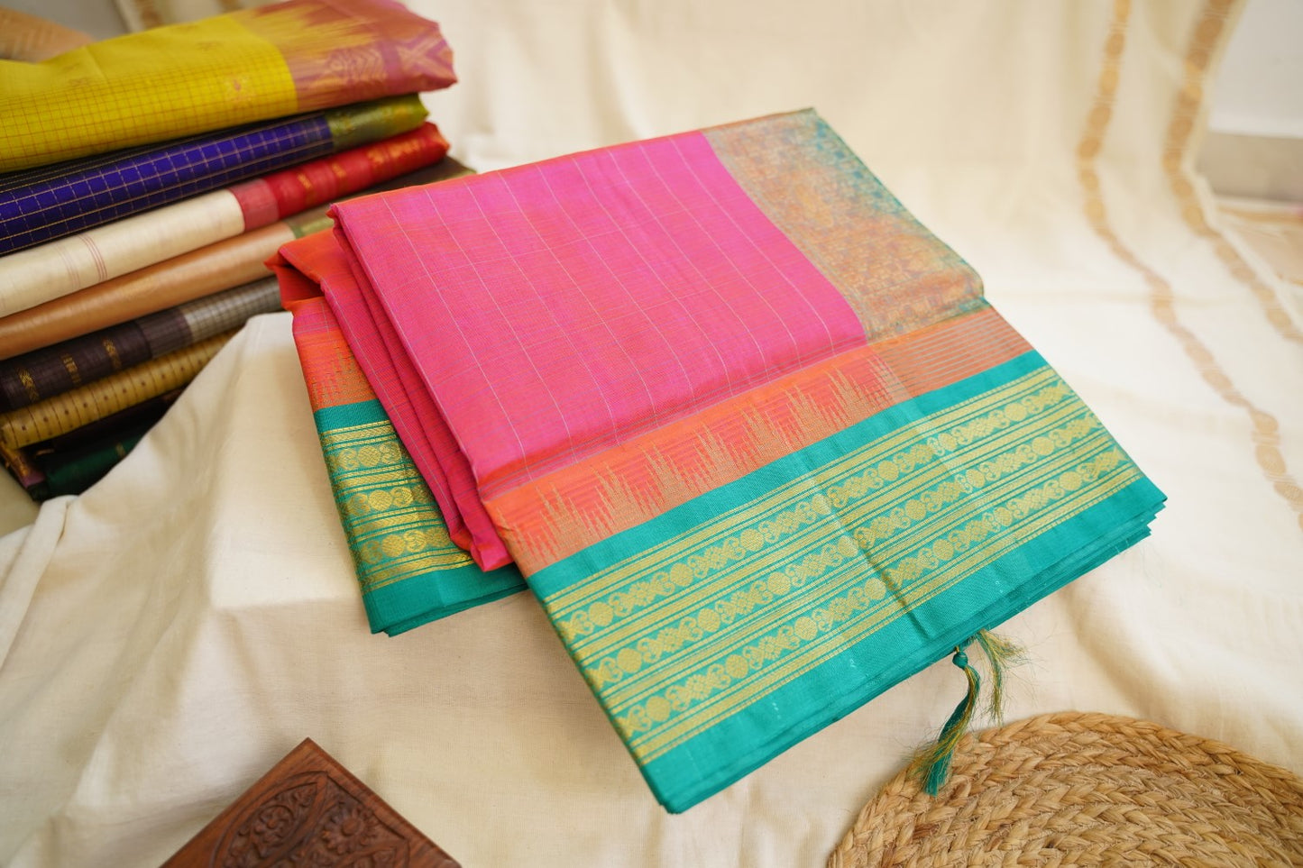 Kanchi  Silk Cotton Saree With Zari Border  PC13095