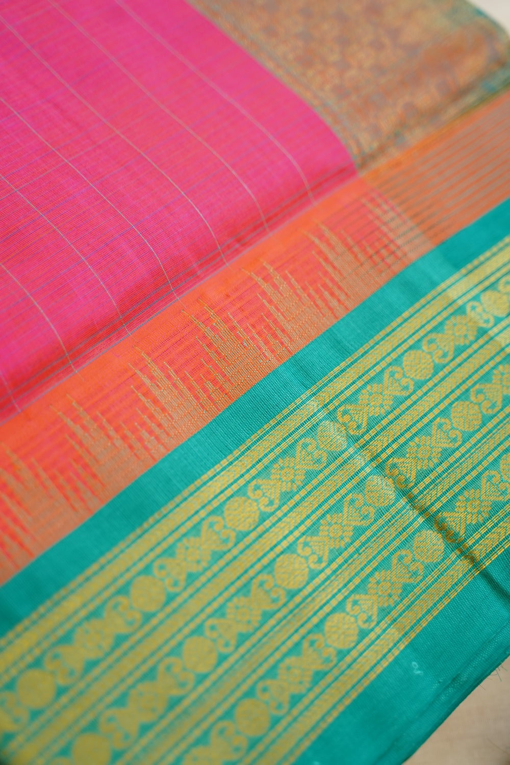 Kanchi  Silk Cotton Saree With Zari Border  PC13095