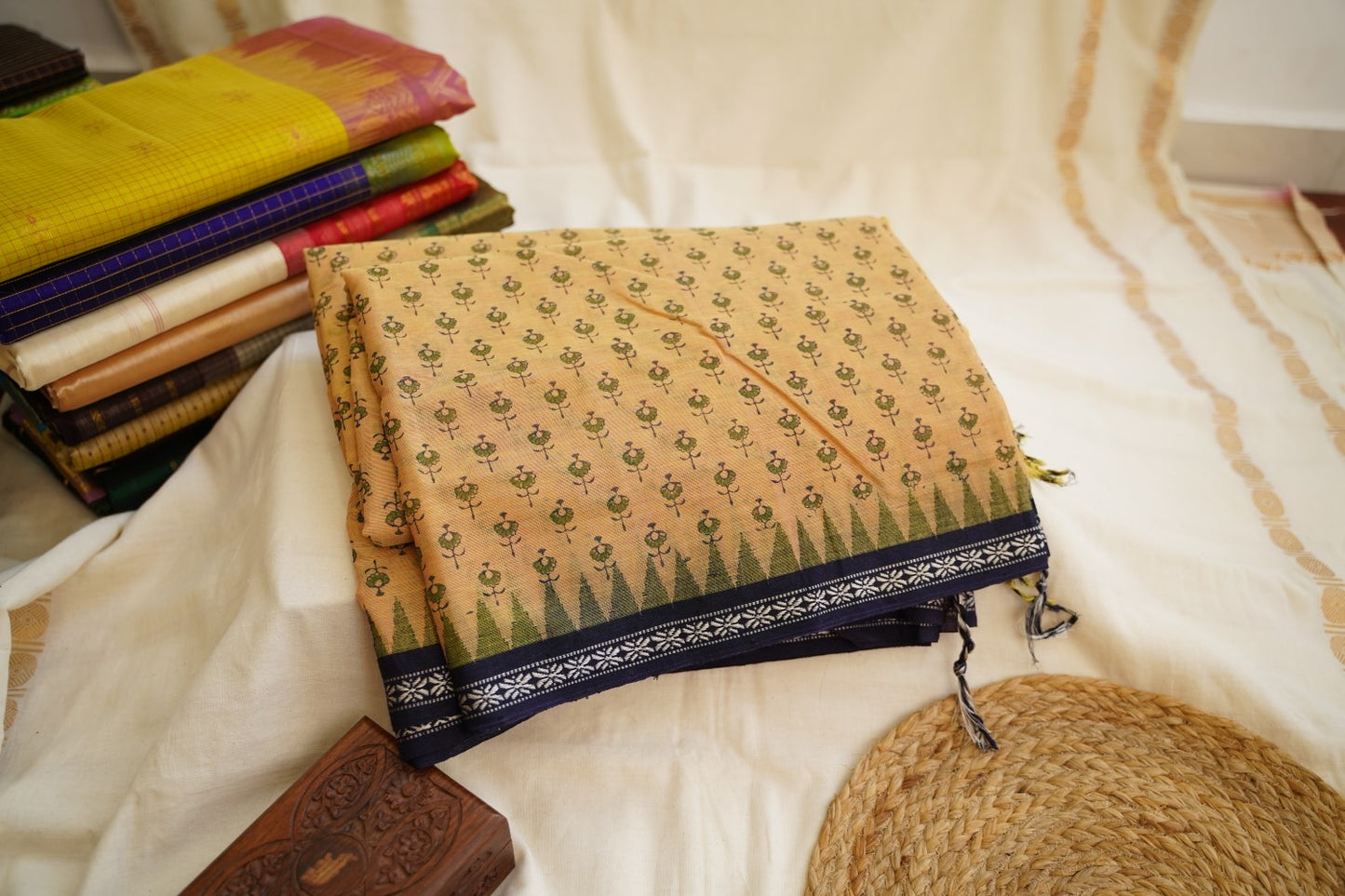 Block Printed Ponduru handloom Cotton Saree PC13101