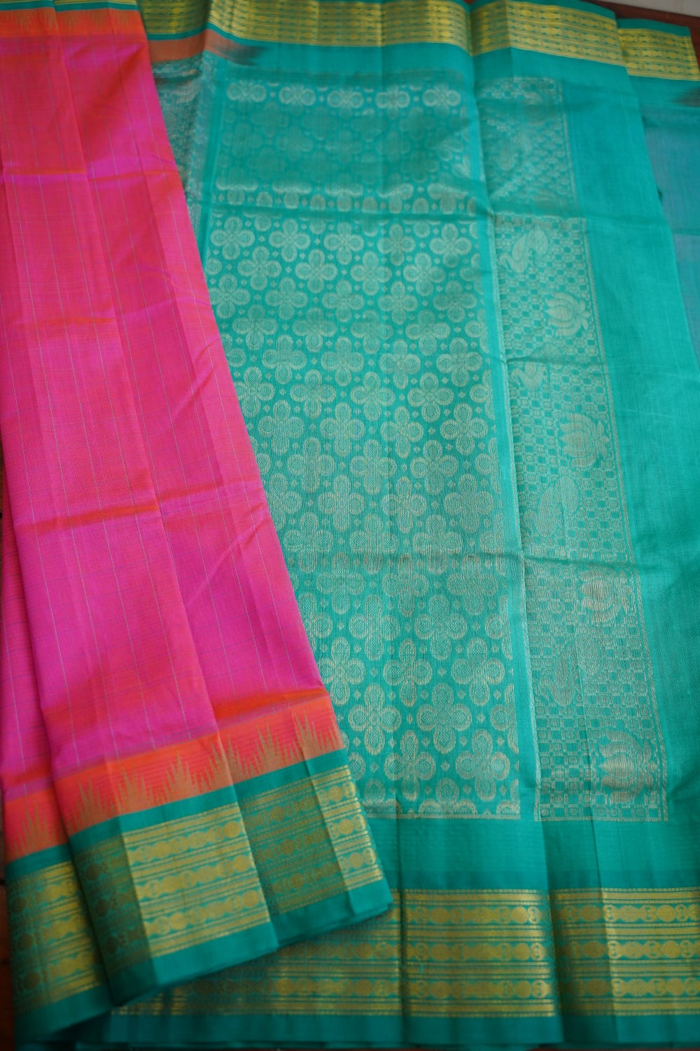 Kanchi  Silk Cotton Saree With Zari Border  PC13095
