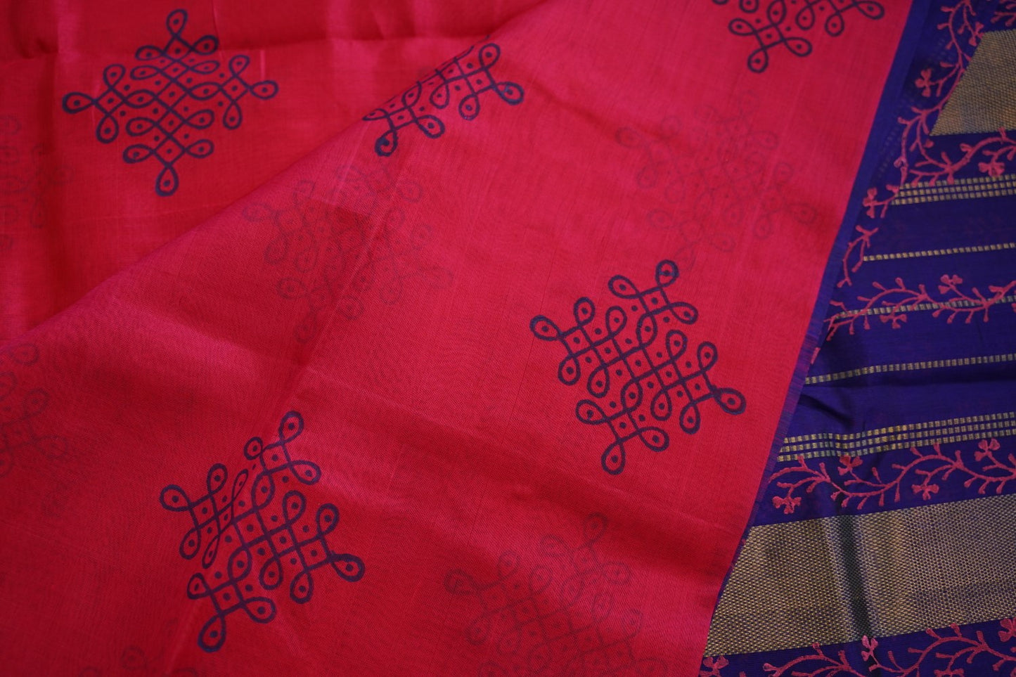 Block Printed silkcotton Saree PC17649