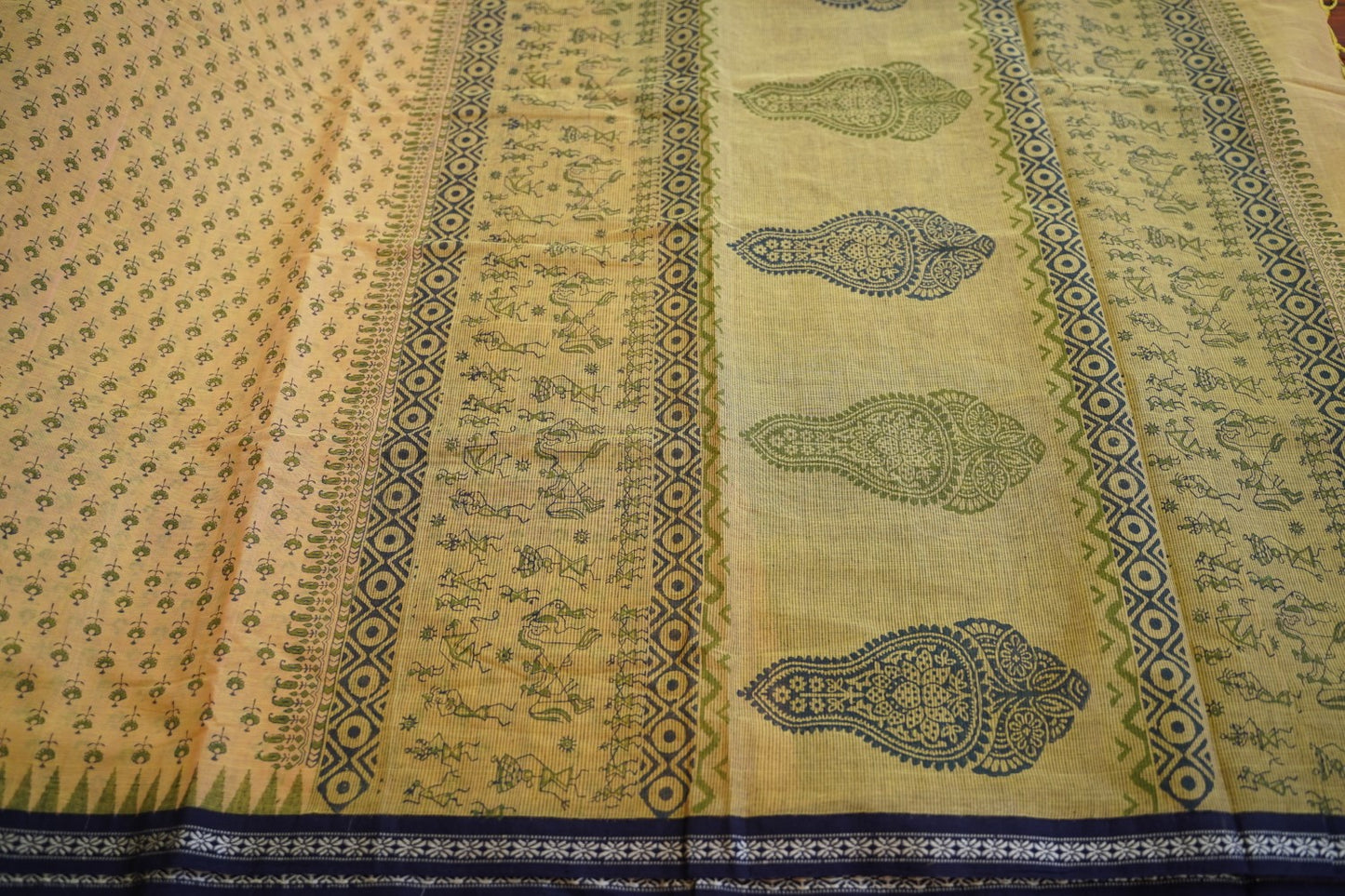 Block Printed Ponduru handloom Cotton Saree PC13101