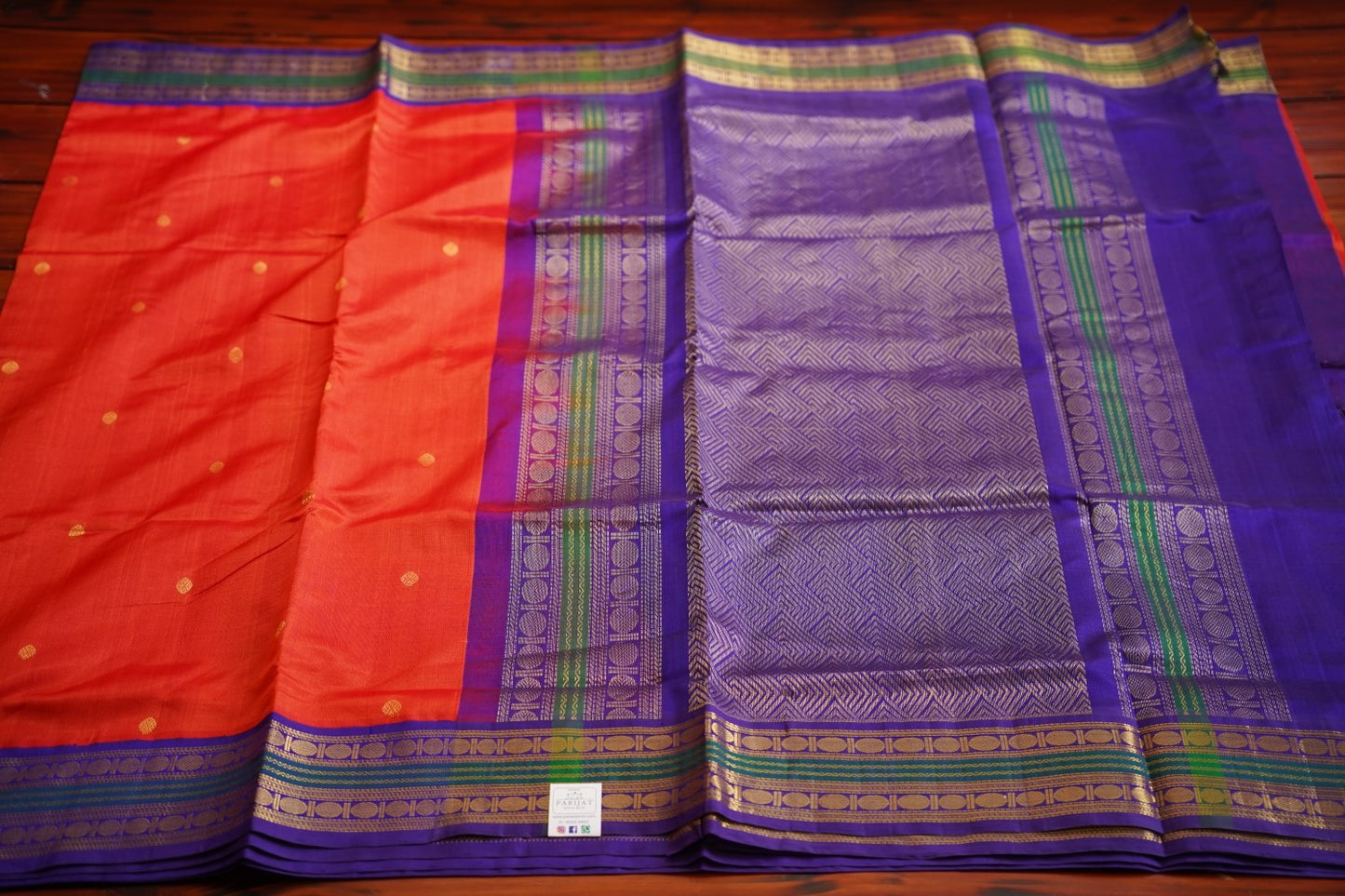 Purple Kanchi Silk Cotton Saree With Zari Border PC10643